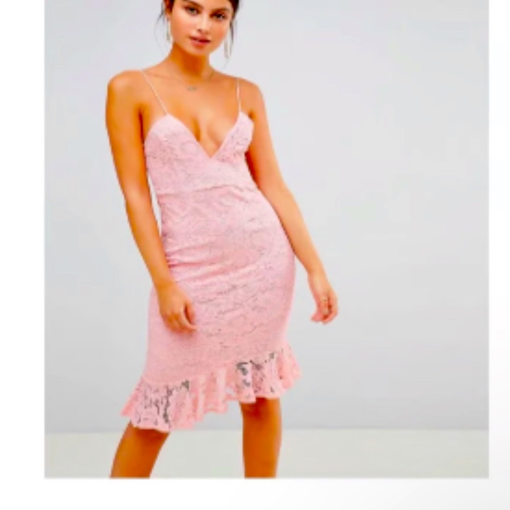 PRETTYLITTLETHING PINK LACE DRESS, US 6, UK 10